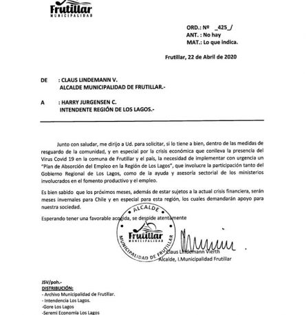 ALCALDE LINDEMANN SOLICITA «PLAN DE ABSORCIÓN DEL EMPLEO EN LA REGIÓN DE LOS LAGOS»