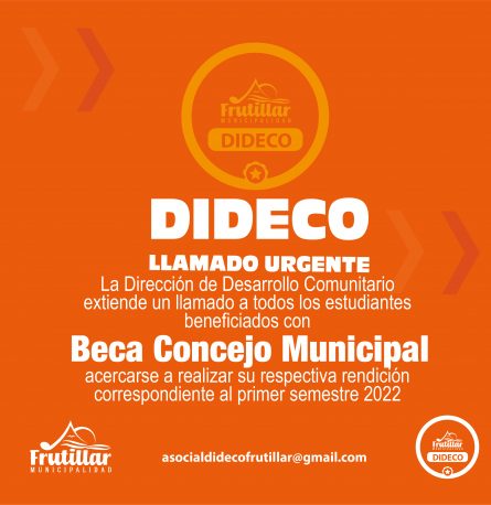 DIDECO HACE LLAMADO A JÓVENES BENEFICIADOS CON SUBVENCIÓN DE PASAJE A PRESENTAR SU RENDICIÓN DEL PRIMER SEMESTRE 2022.