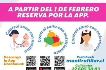 FRUTILLAR: DESDE EL 01 DE FEBRERO CONTROL NIÑO SANO SE SOLICITARÁ A TRAVÉS DE HORA SALUD